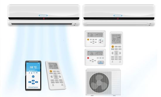 Diferentes aparatos de aire acondicionado con modo deshumidificador, DRY, Cool