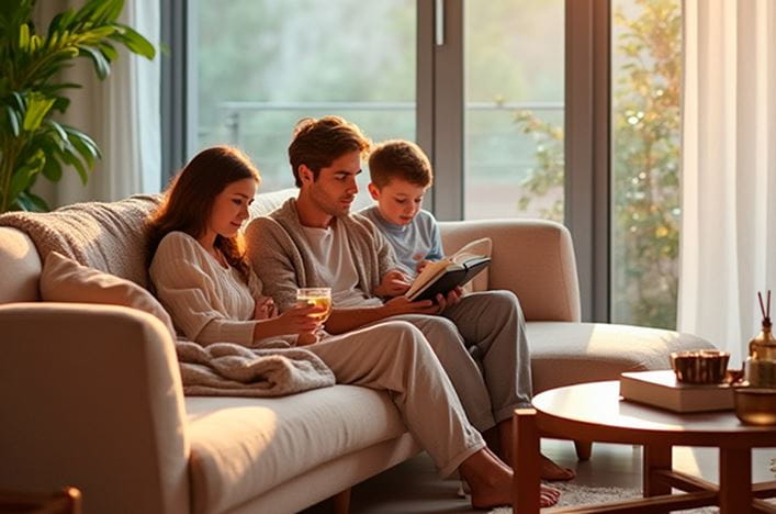 familia disfrutando del confort del hogar
